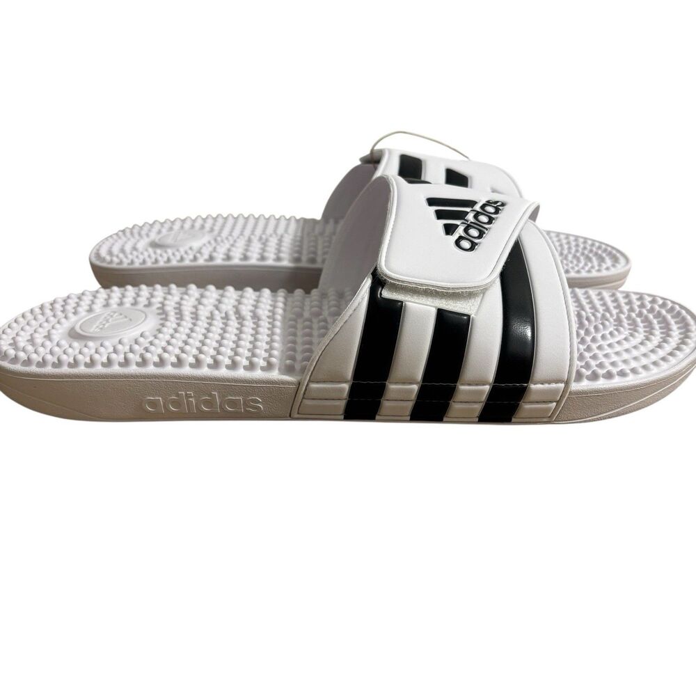 Adidas Adissage Slides Men’s Sz 18 White Sandals Athletic NEW